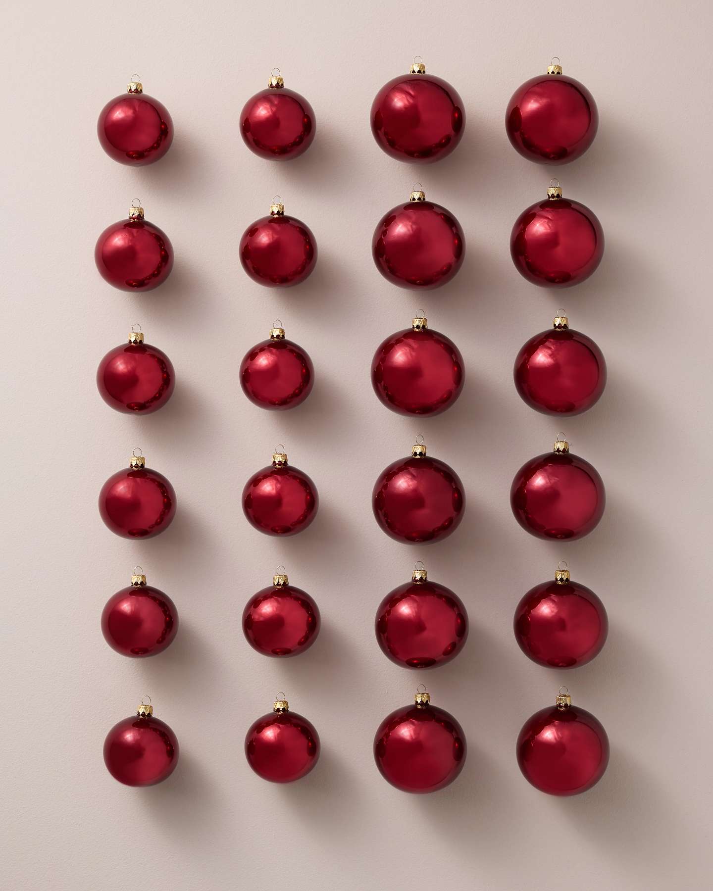 Red BH Essentials Pearlescent Ornaments, Set of 24