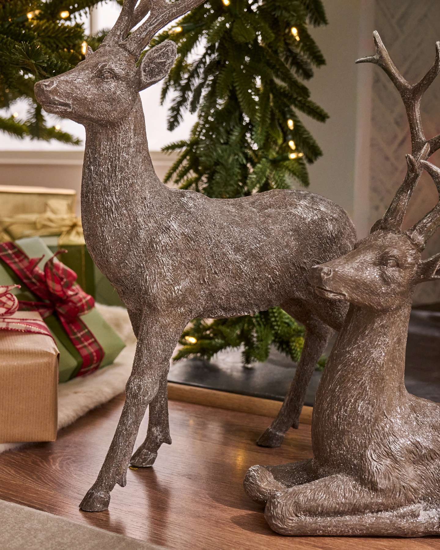 Rustic Shimmering Deer, Set of 2