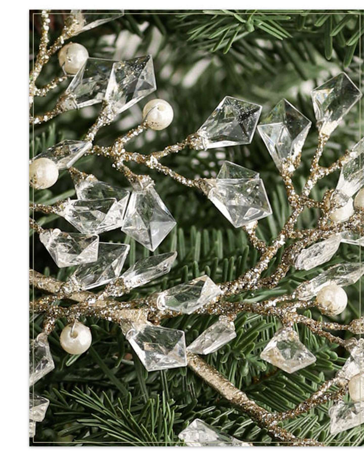 Balsam Hill Crystal and Pearl Champagne Artificial Christmas Tree Picks Product Image