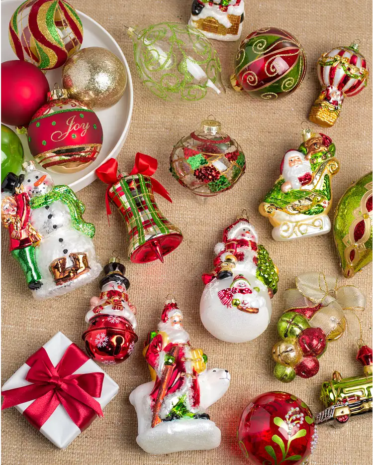 Mistletoe Holly Glass Christmas Ornaments | Balsam Hill