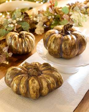 Bronzed Tabletop Pumpkin Set Bronzed Tabletop Pumpkin Set