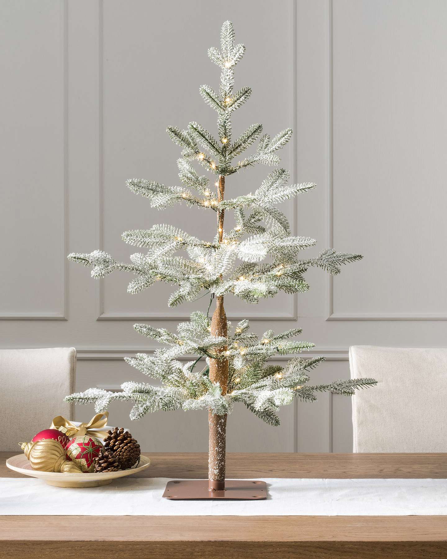 Balsam Hill 3-Foot Frosted Alpine Balsam Fir Artificial Tabletop Christmas Tree with LED Lights Table Display