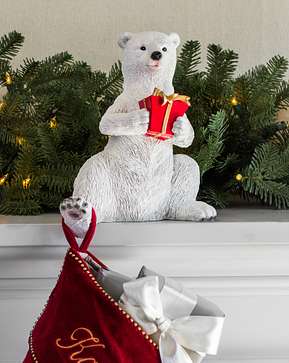Polar Bear & Present Stocking Holder Polar Bear & Present Stocking Holder
