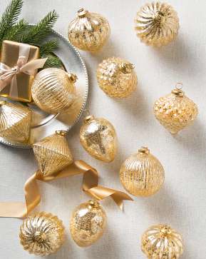 Gold BH Essentials Mercury Glass Ornament Set Gold BH Essentials Mercury Glass Ornament Set