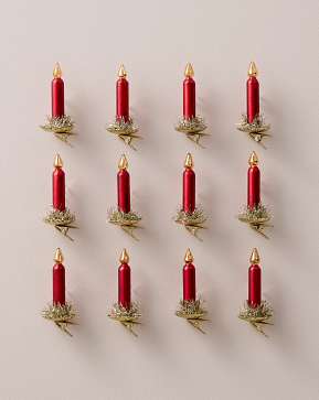 Red Vintage Christmas Tree Glass Candle Clip Set Red Vintage Christmas Tree Glass Candle Clip Set