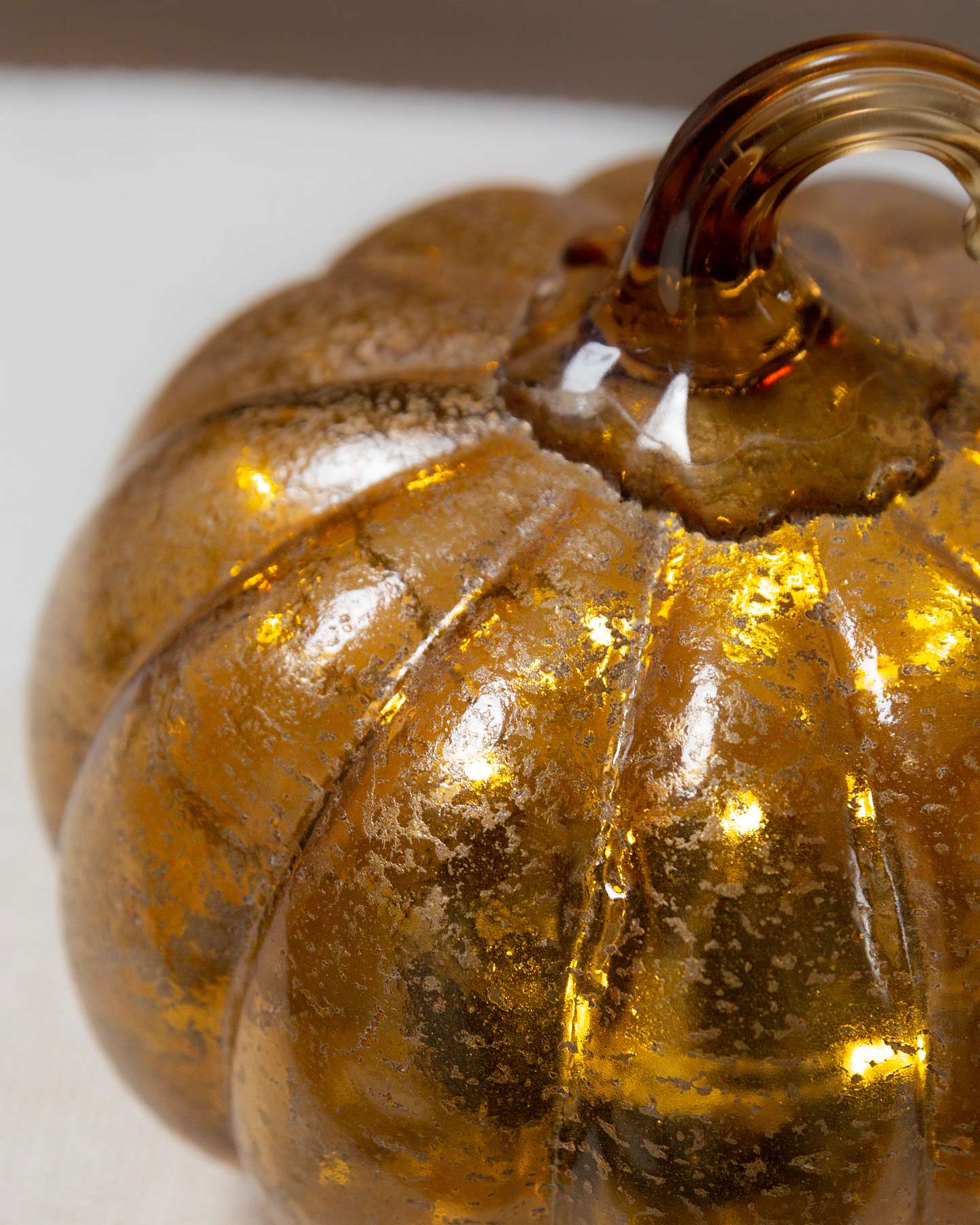 Balsam Hill Glowing Glass Pumpkins Set of 3 Side Closeup