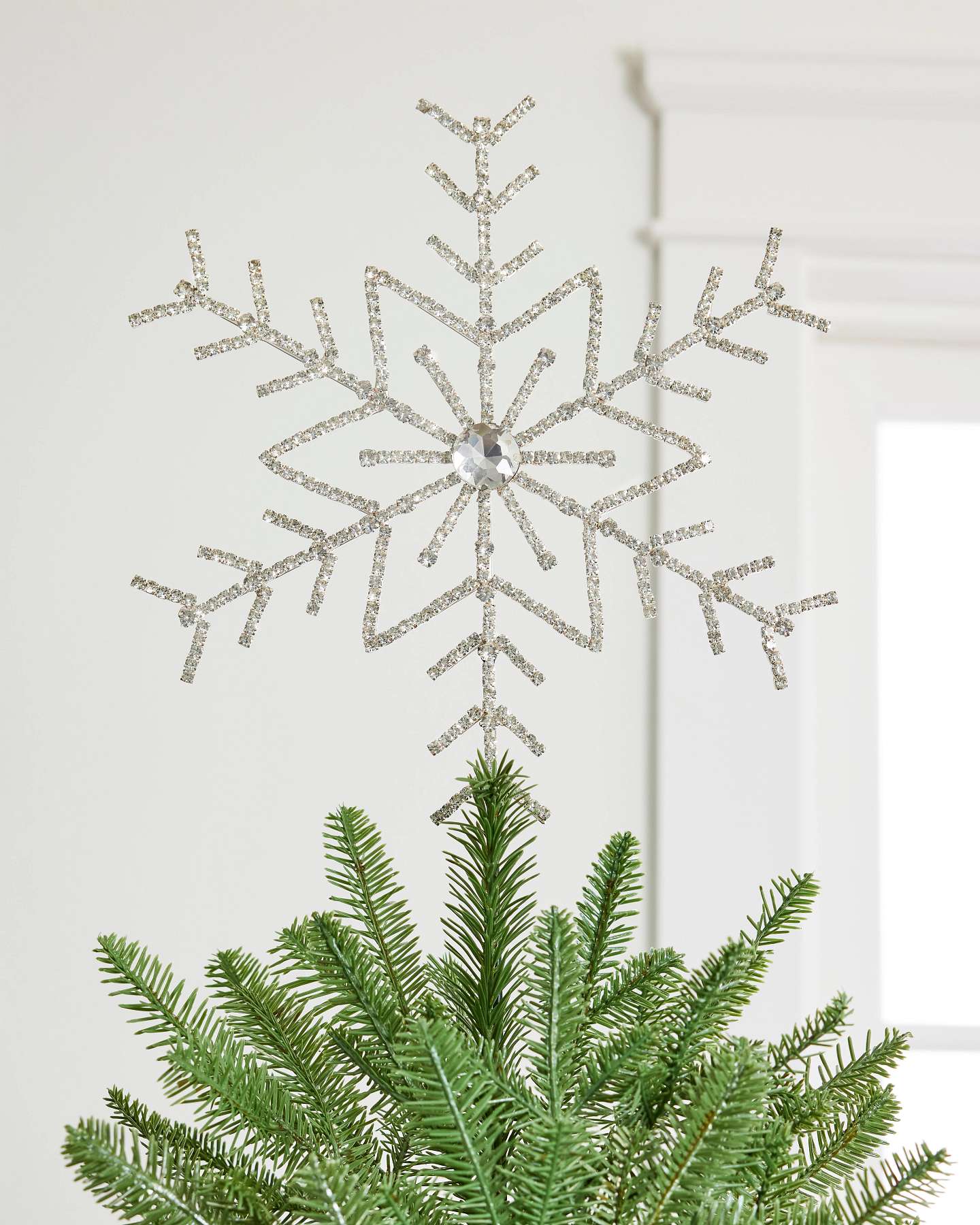 Balsam Hill 11.5-Inch Rhinestone Snowflake Artificial Christmas Tree Topper Styled