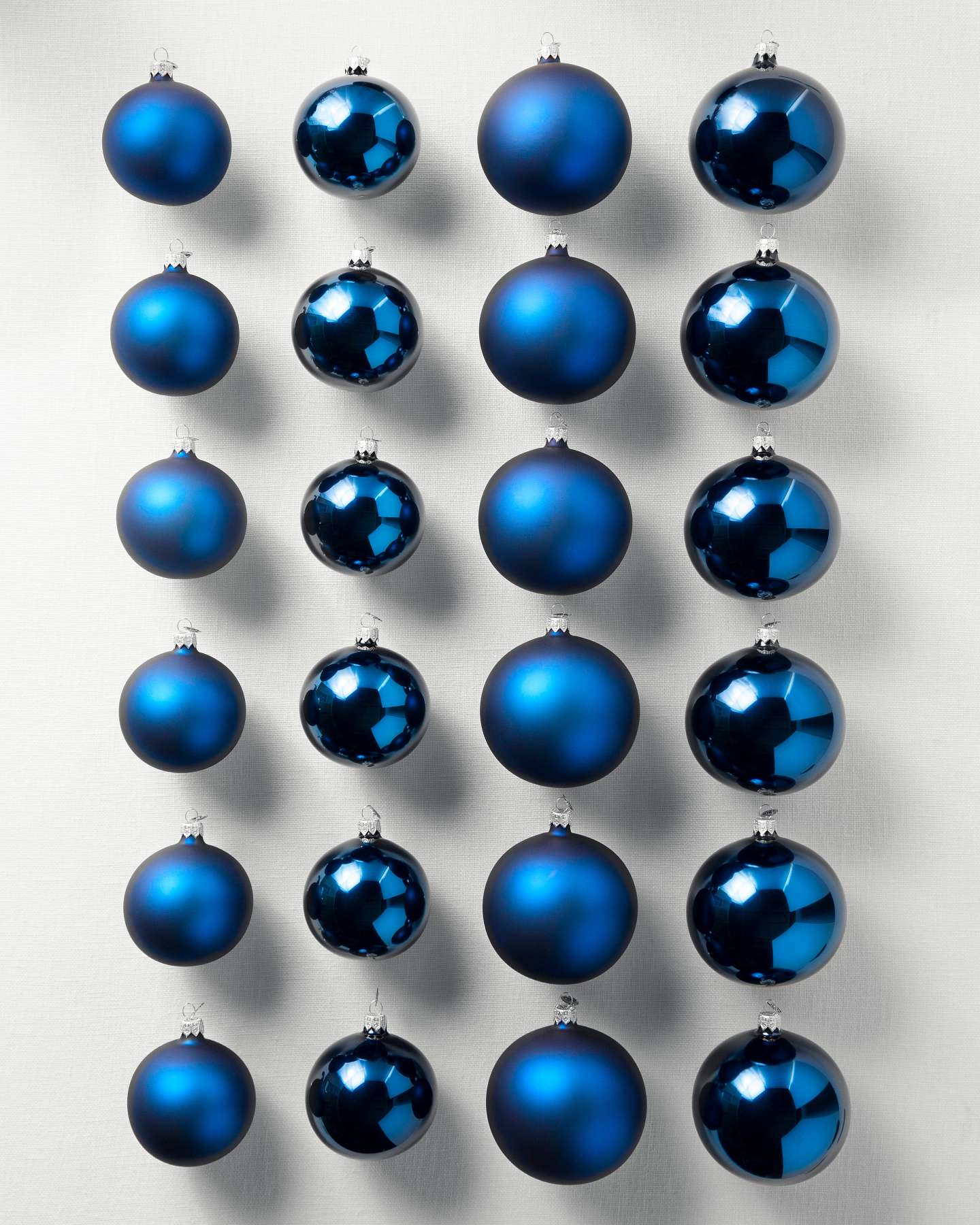 Balsam Hill Blue BH Essentials Classic Ornaments Set of 24 Full Display
