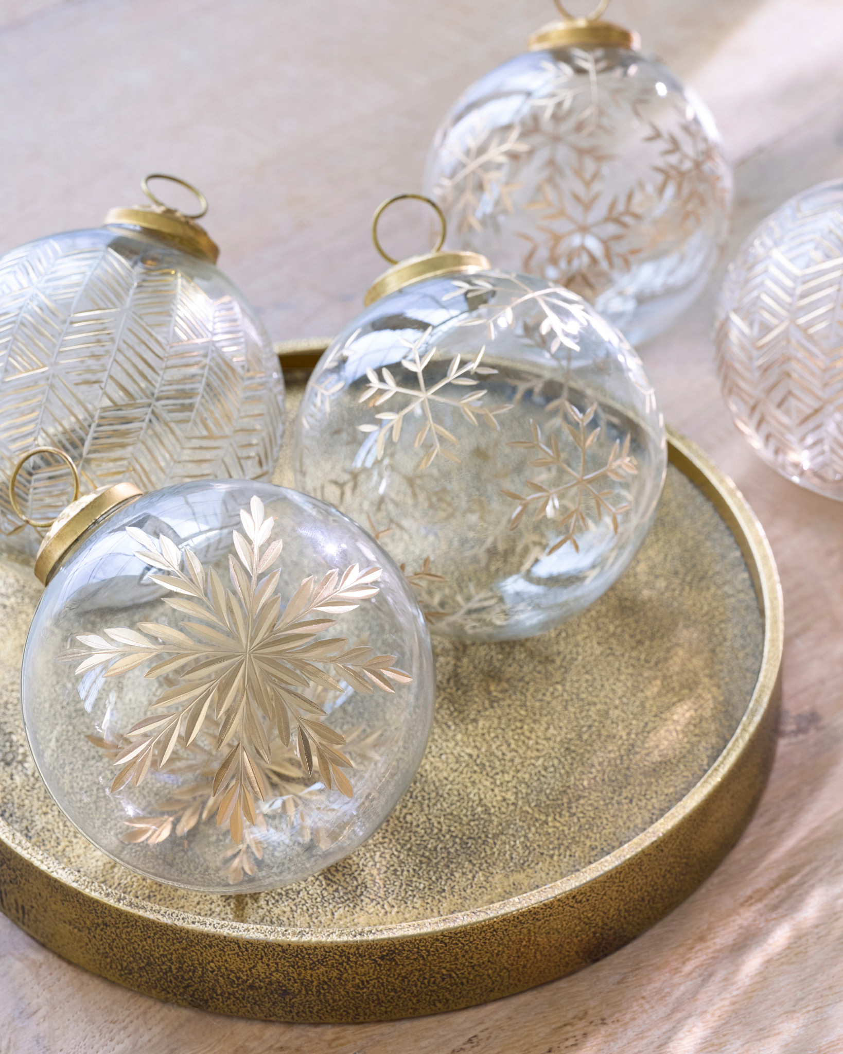 Rustic Elegance Gilded Clear Glass Ball Ornament Set