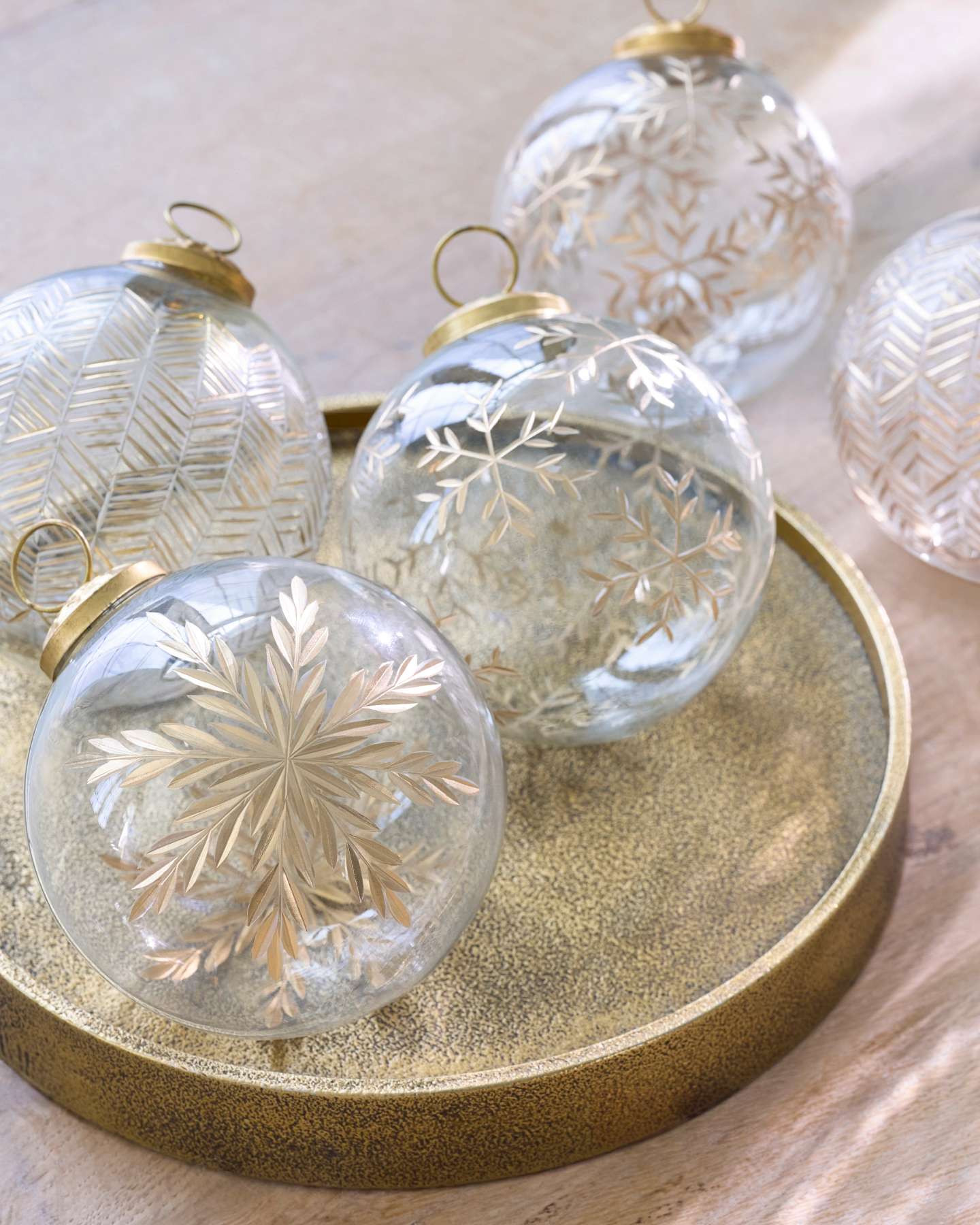 Rustic Elegance Gilded Clear Glass Ball Ornament Set
