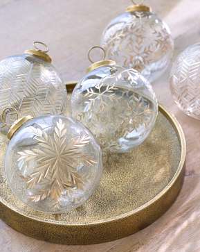 Rustic Elegance Gilded Clear Glass Ball Ornament Set Rustic Elegance Gilded Clear Glass Ball Ornament Set