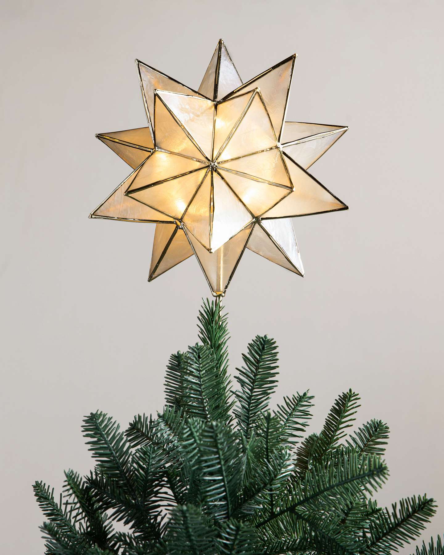 Balsam Hill Classic Star Capiz Artificial Christmas Tree Topper Collection