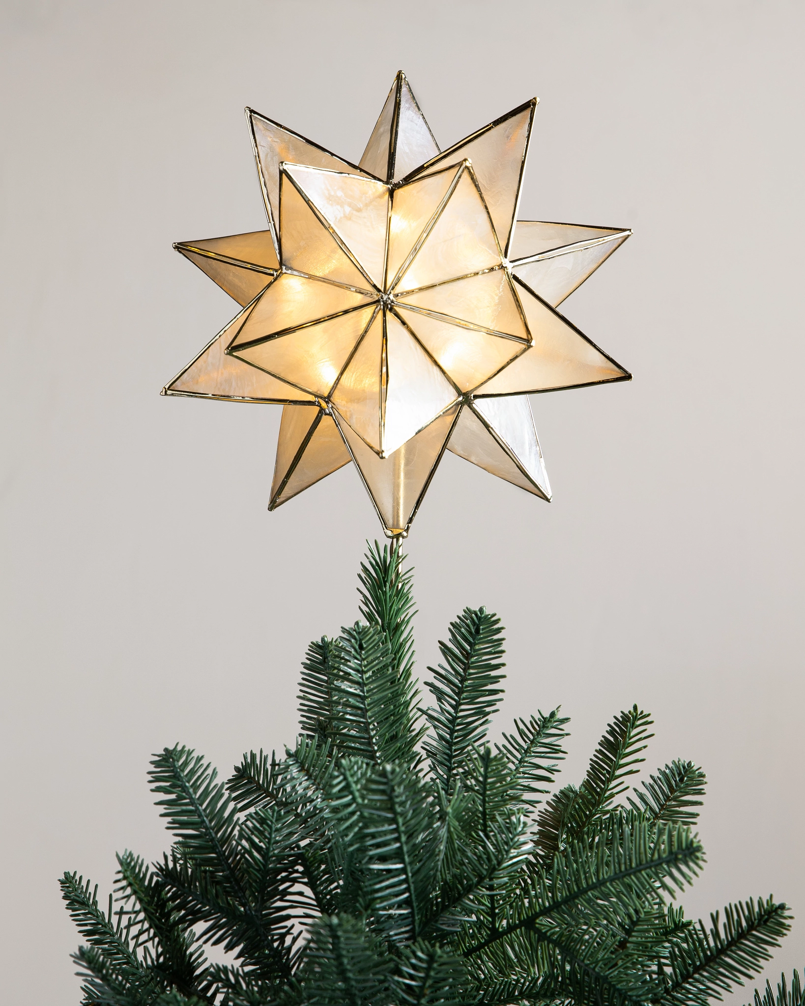 Lit Capiz Classic Star Christmas Tree Topper | Balsam Hill