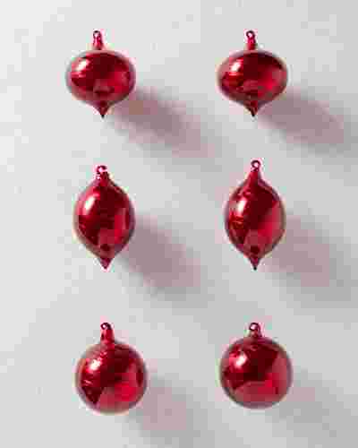 BH Essentials Red Swirled Glass Ornaments Set of 6 by Balsam Hill