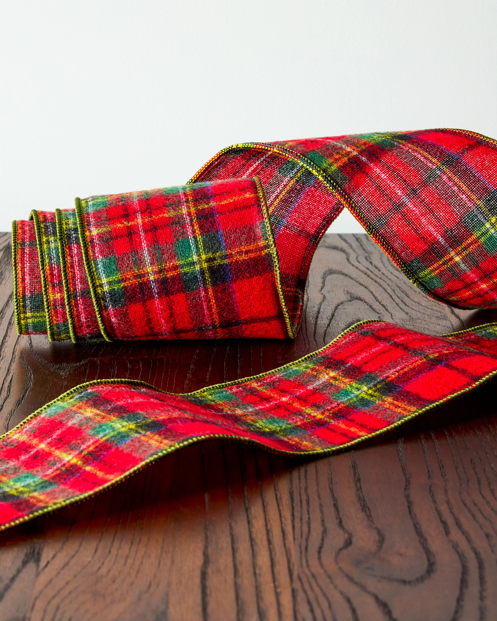 Red Wool Plaid Christmas Ribbon