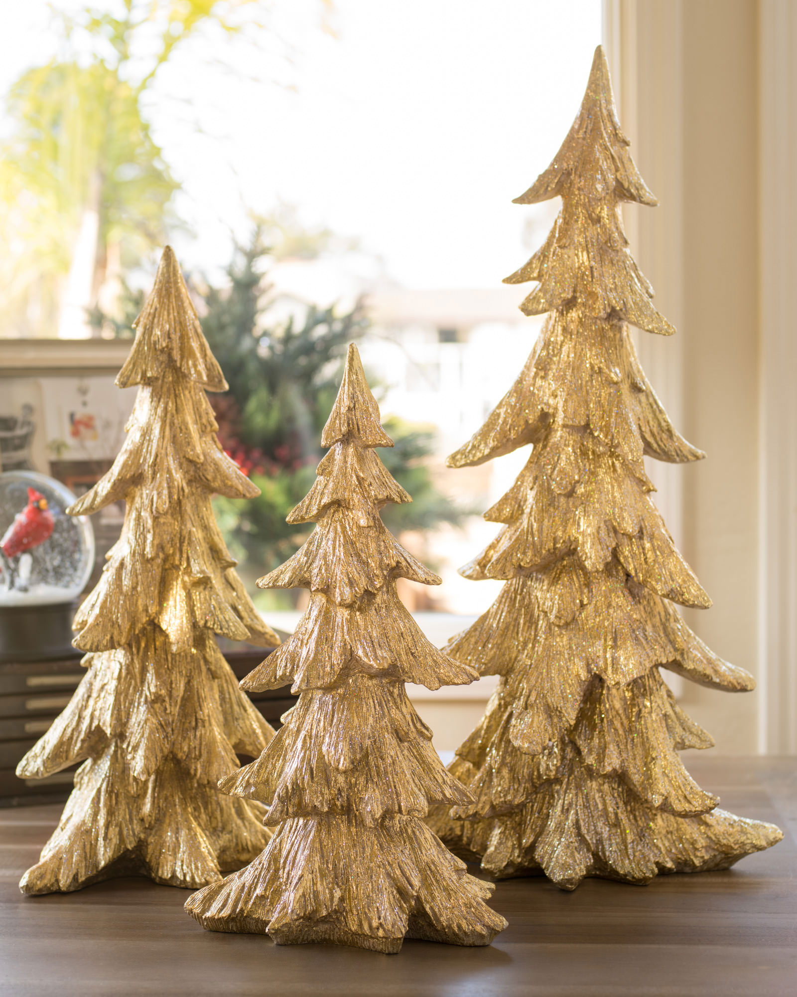Gold Wire Loop Christmas Tree Set of 3