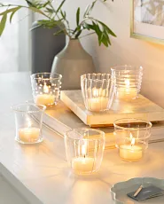 Candles for dining room table in clear glass holders