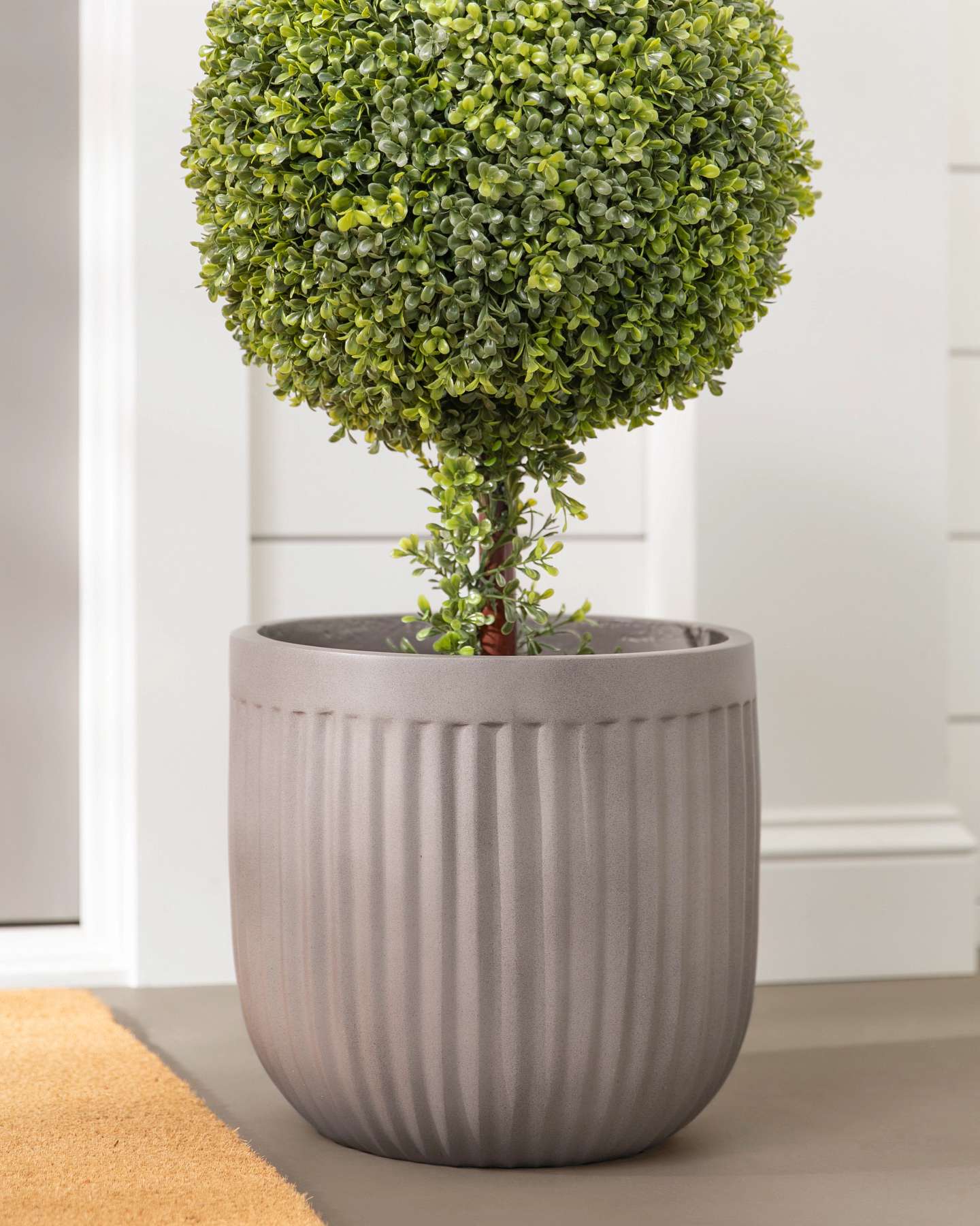 Balsam Hill Taupe Fluted Planter 12-Inch with Stylish Fluted Texture