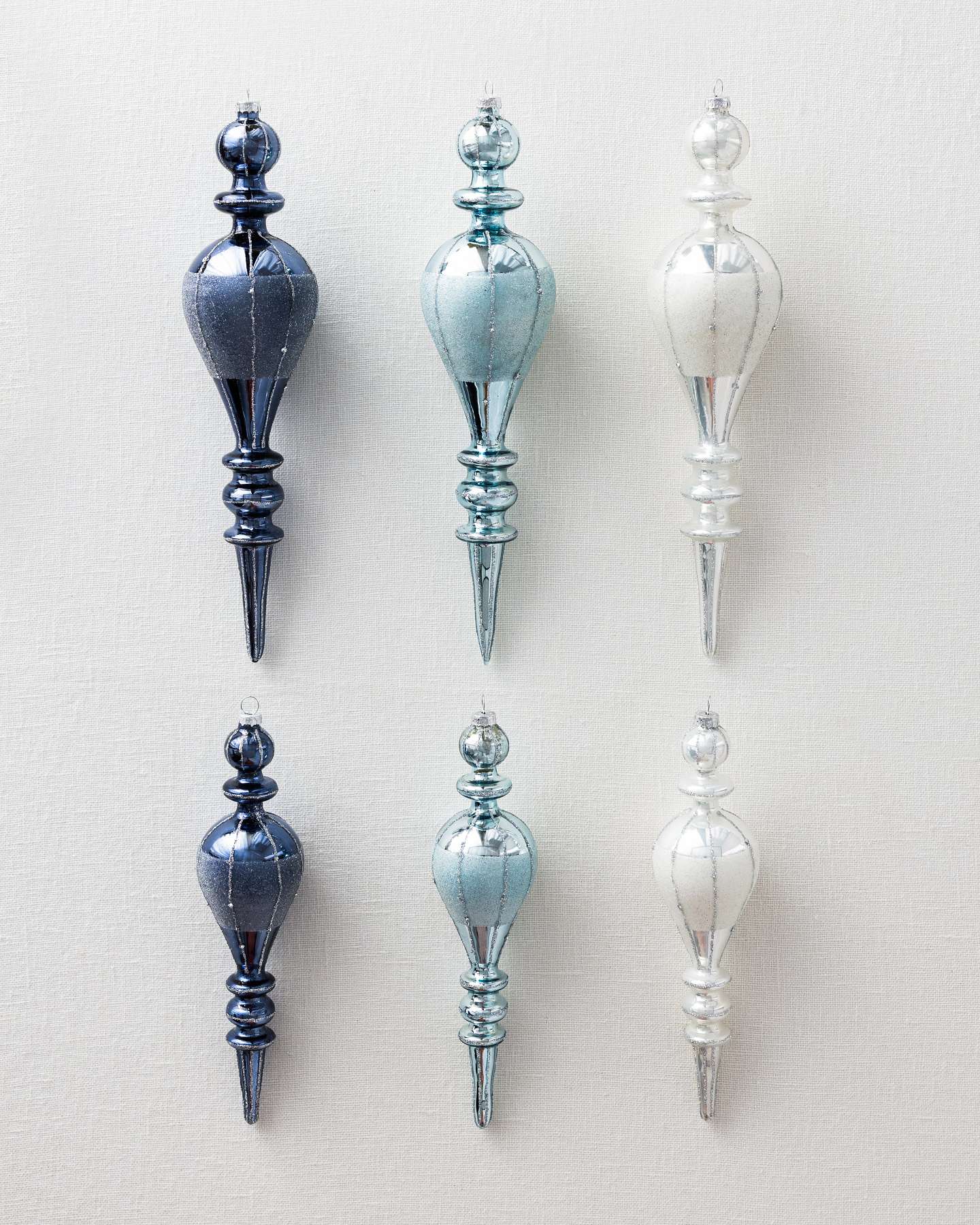 Balsam Hill Starry Night Finial Christmas Ornaments Set of 6 with Classic Design