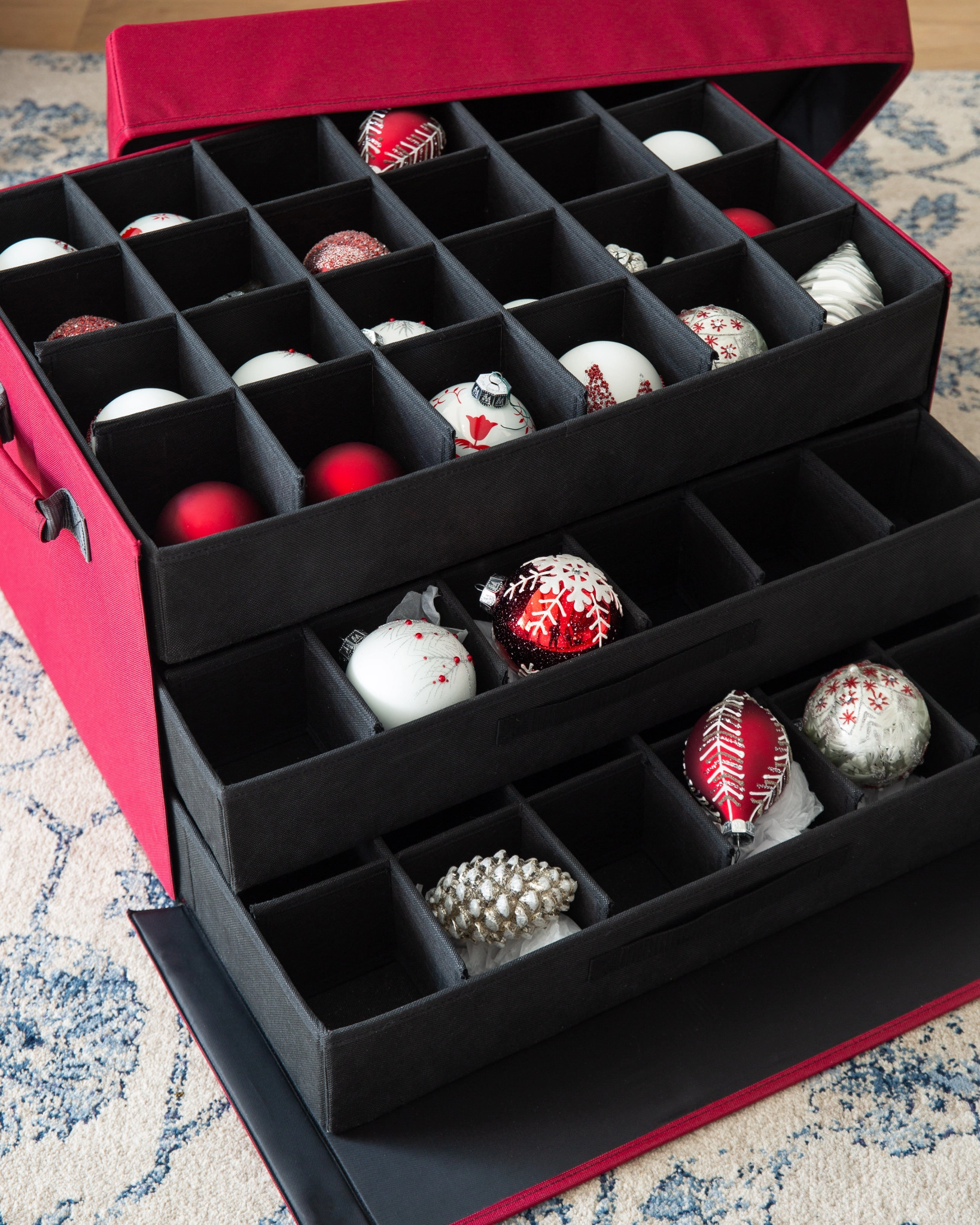 Ornament Storage Box With Dividers For Large Decorations