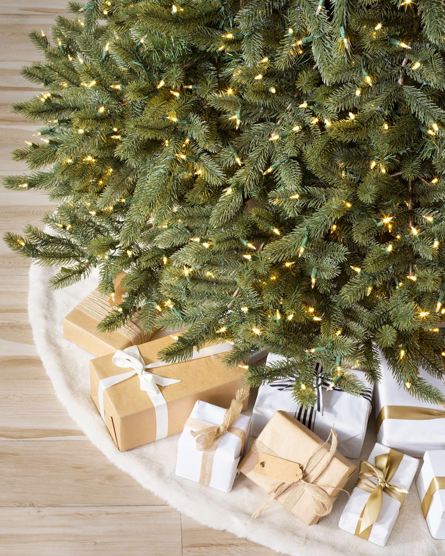 Balsam Hill Vermont White Spruce Wide Artificial Christmas Tree Lifestyle Display