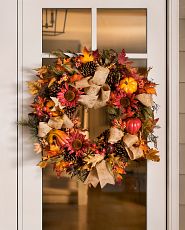 Fall wreath on glass door