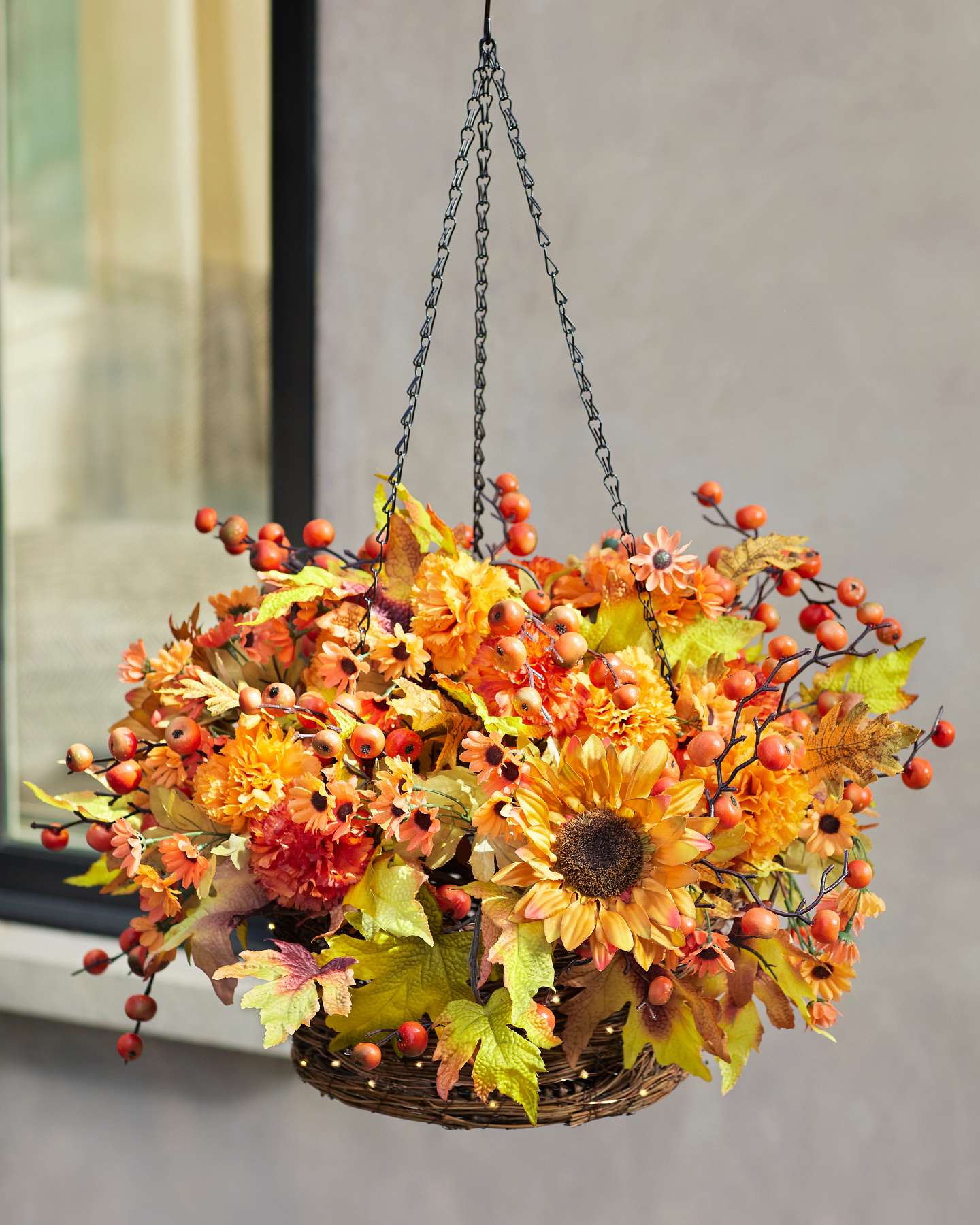 Balsam Hill Outdoor Sunburst Mums Artificial Fall Foliage Stunning Floral Arrangement