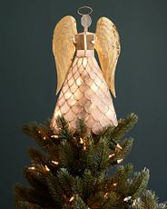 Capiz angel tree topper with lights