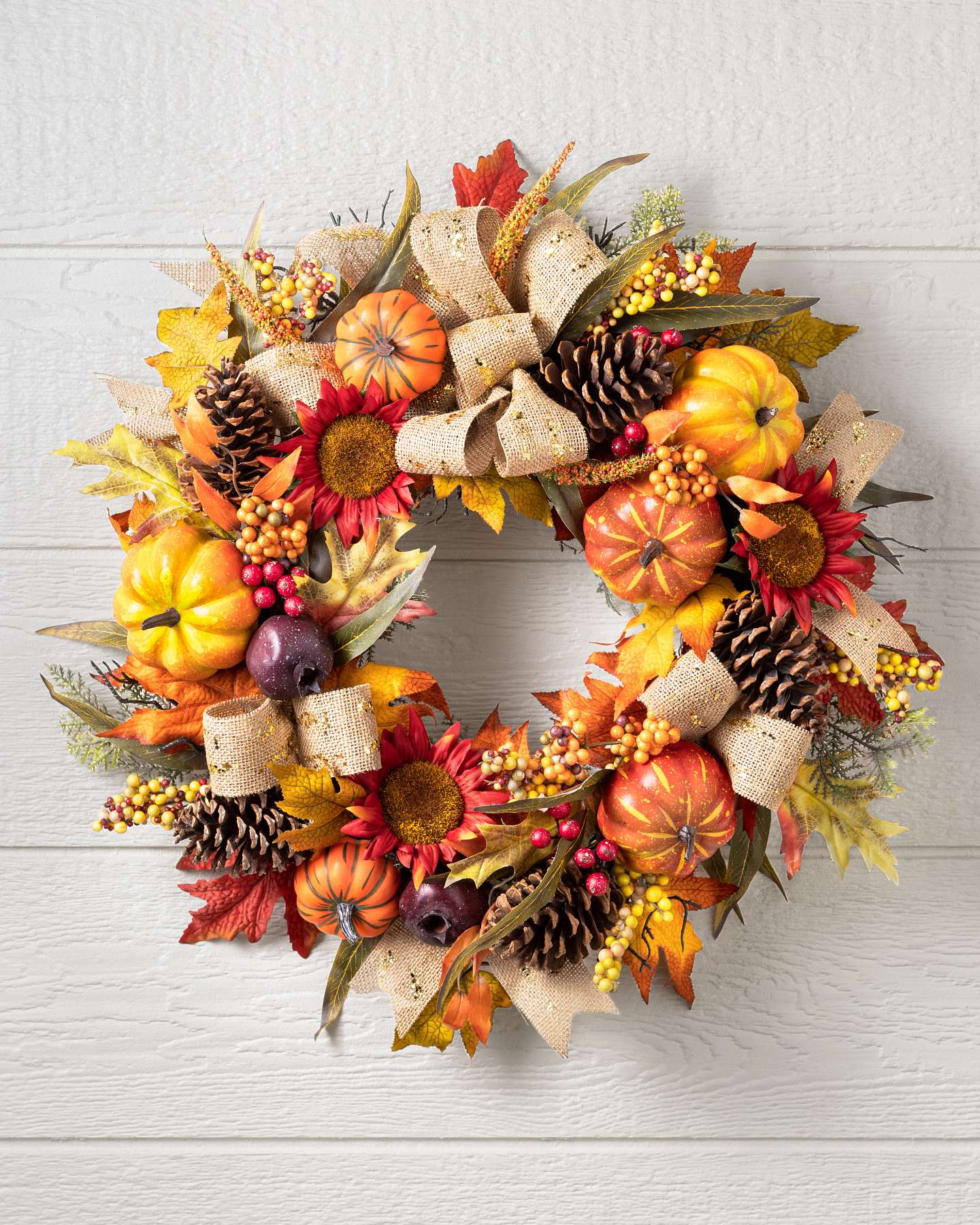 Balsam Hill Fall Harvest Artificial Wreath 22-Inch Full Display