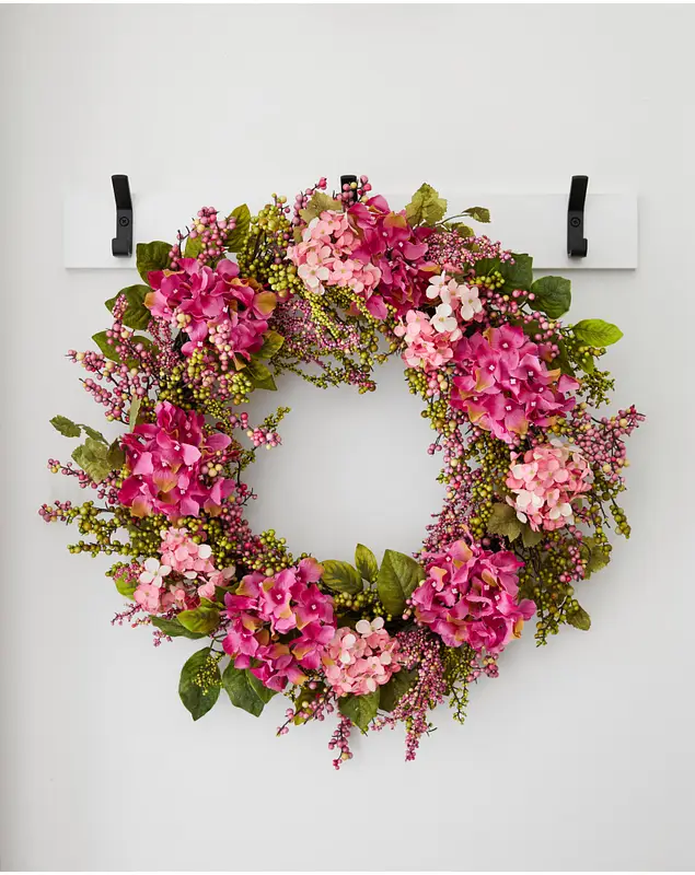 Outdoor Pink Hydrangea Berry Wreath by Balsam Hill SSC