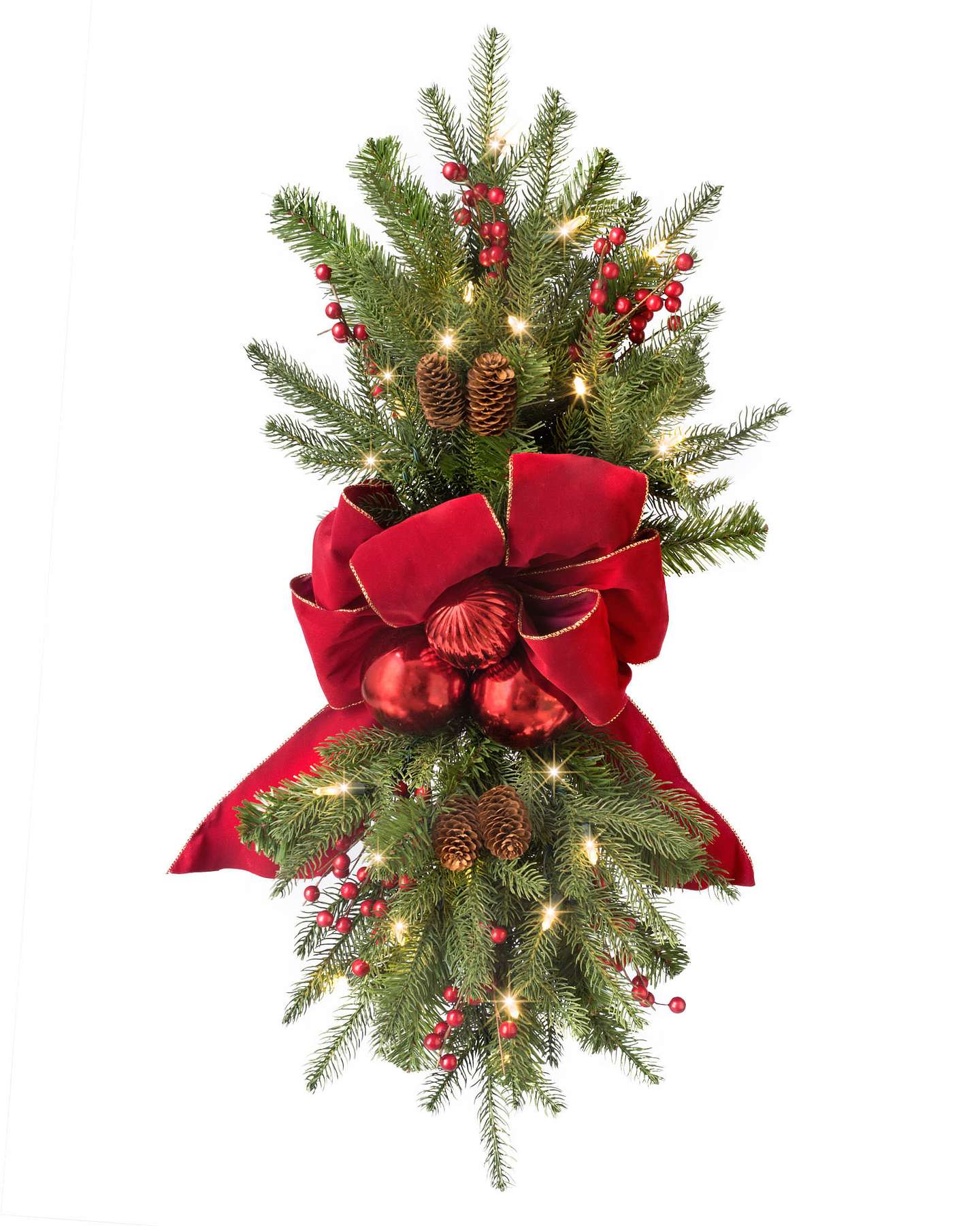 Balsam Hill Holiday Staircase Artificial Christmas Swag LED Clear Full Display