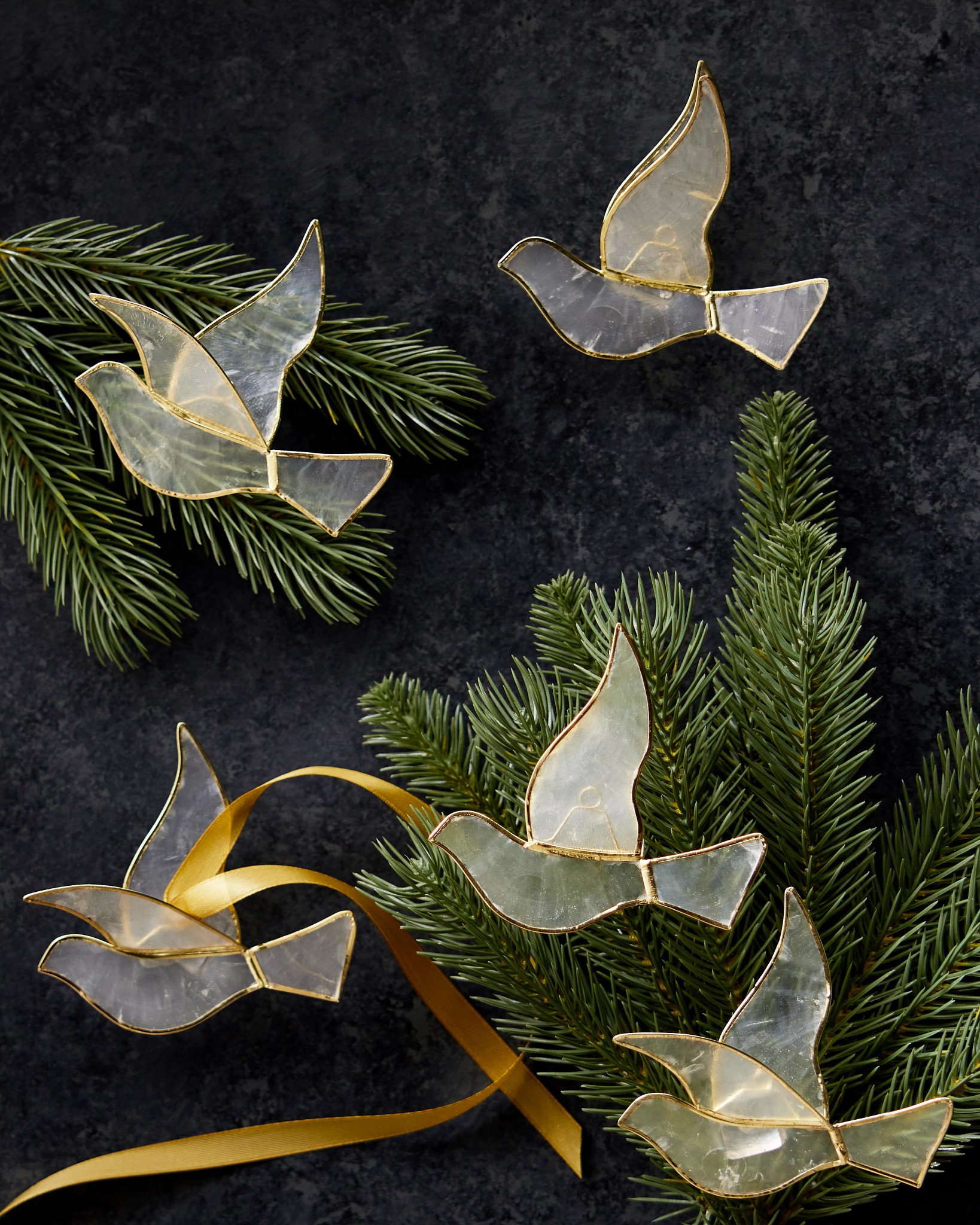 Dove Capiz Ornament Set