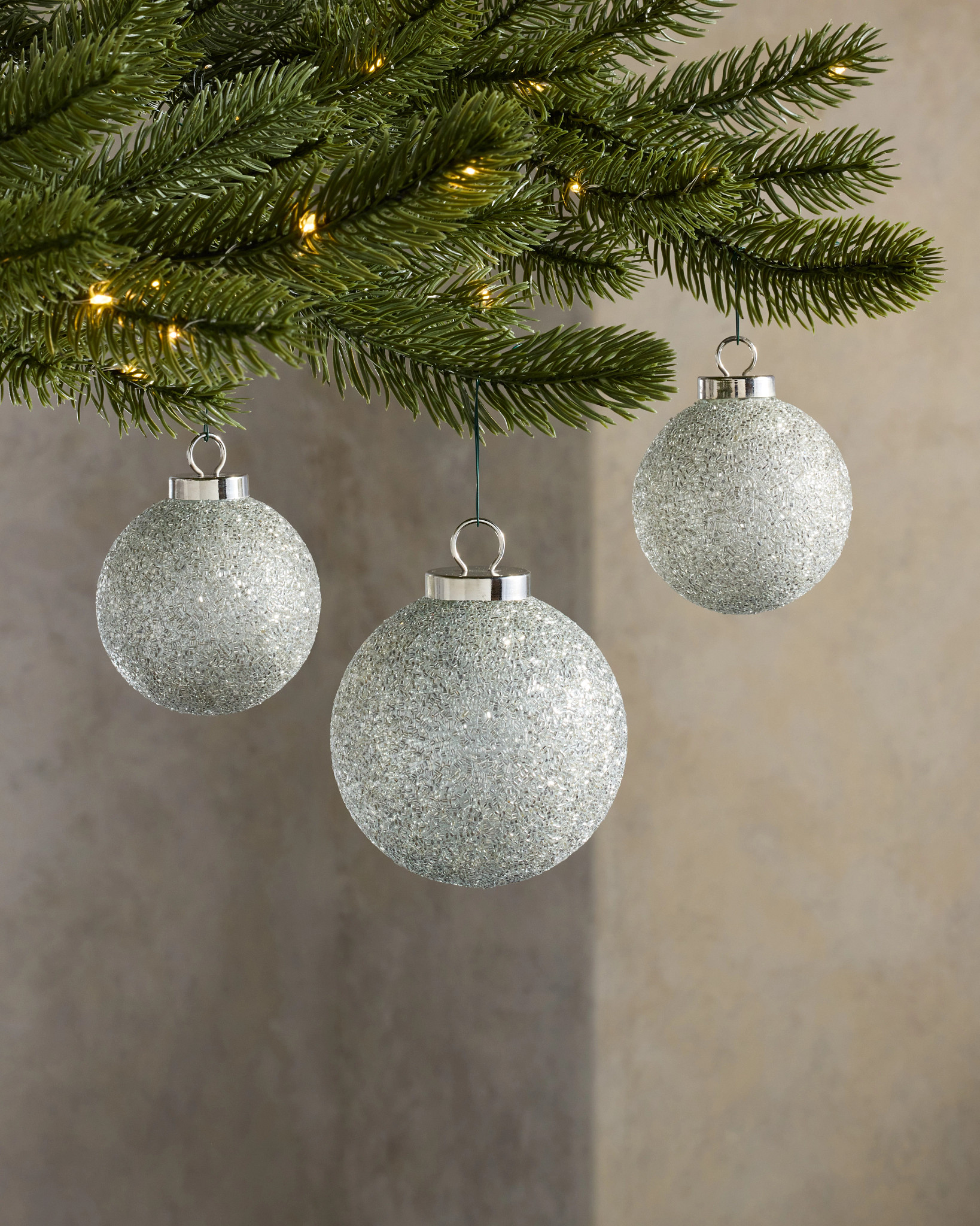 Silver Stardust Sparkle Ornament Set