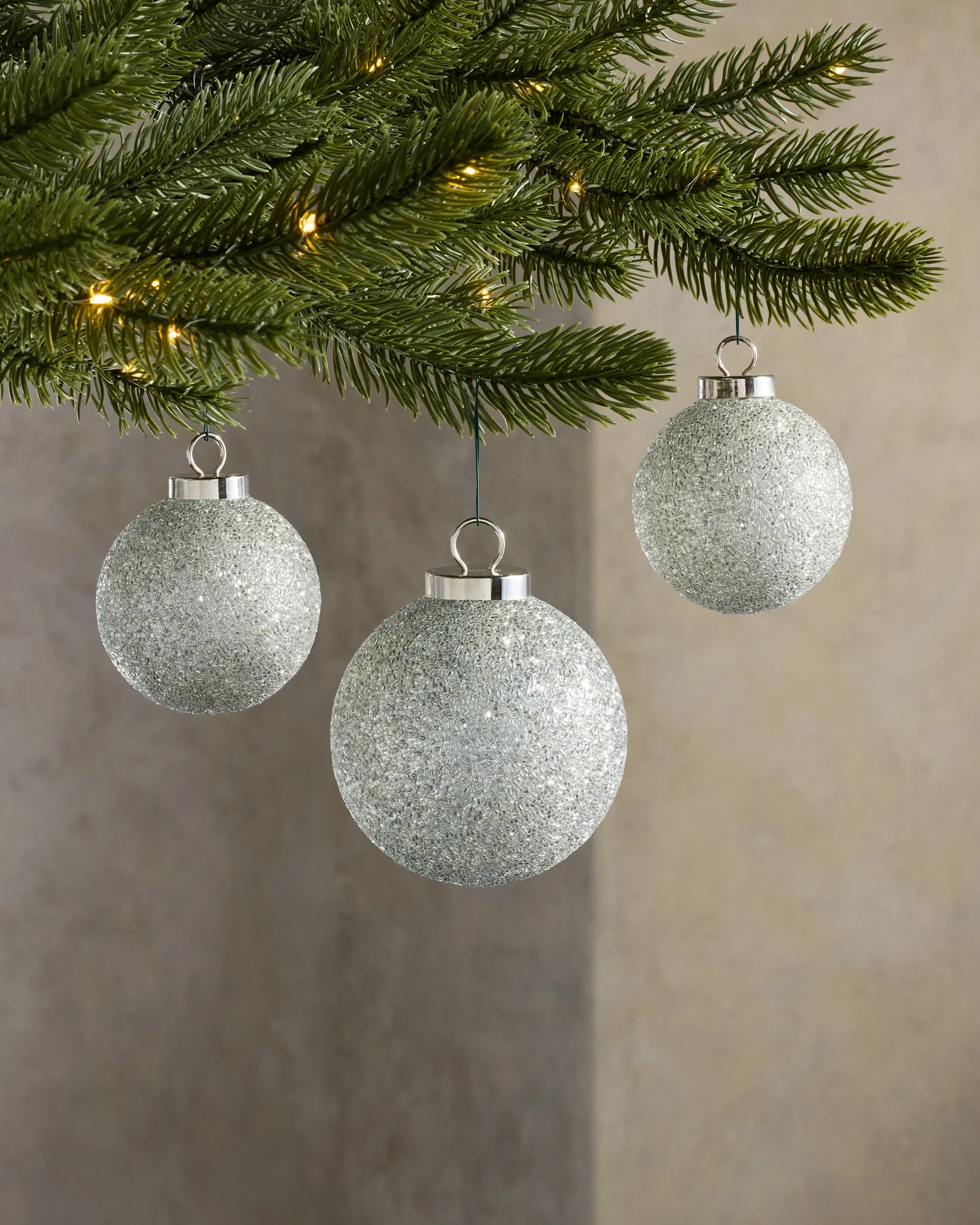 Silver Stardust Sparkle Ornament Set