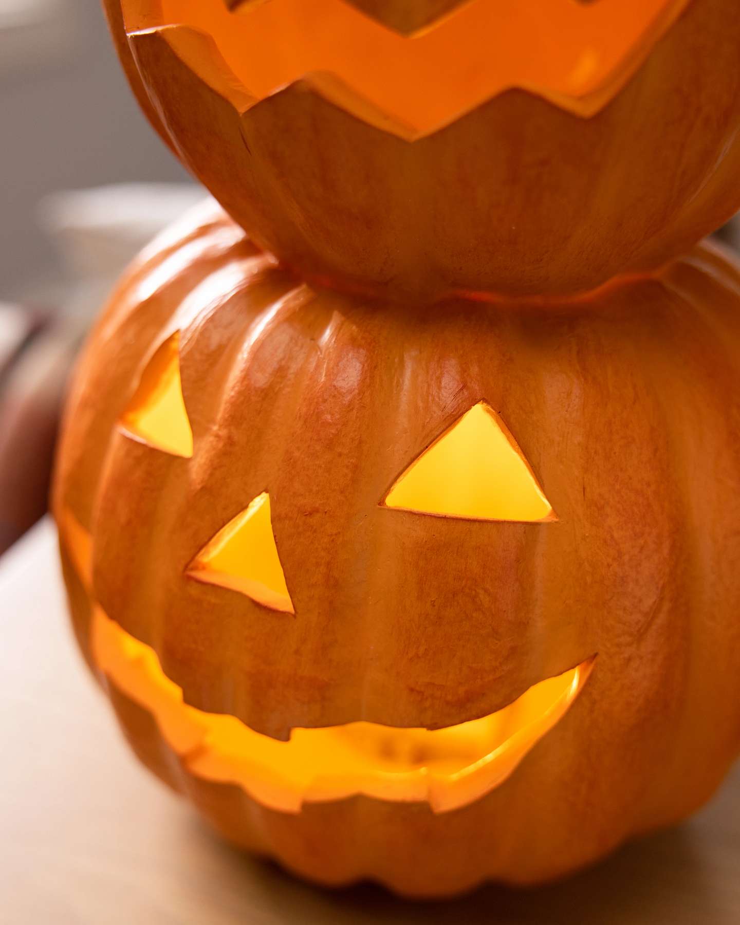 Balsam Hill Outdoor Lit Tabletop Stacked Jack-O’-Lanterns Display