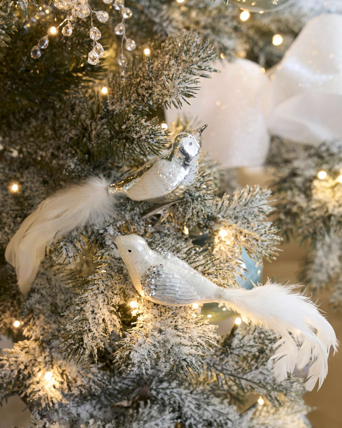 Balsam Hill Arctic Christmas Ornament Set Bird Ornament Closeup