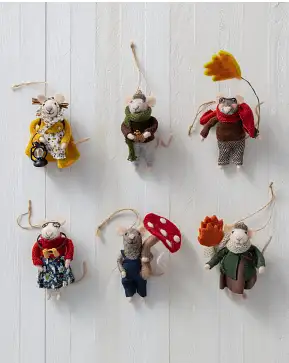 Forest Forager Mice Felt Ornament Set Forest Forager Mice Felt Ornament Set