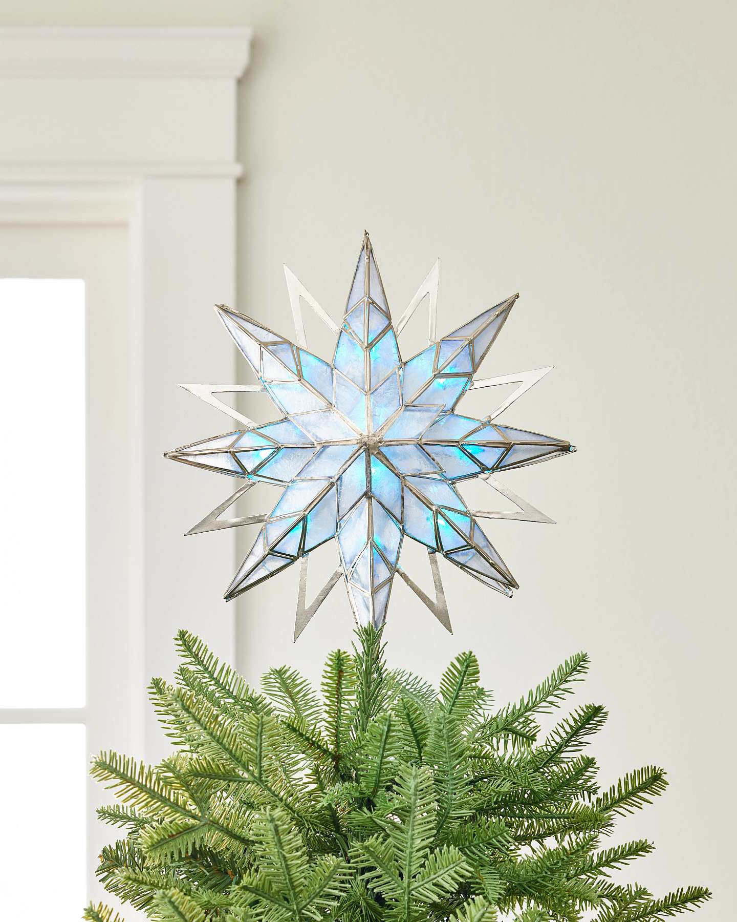 Balsam Hill 11-Inch Blue Double-Sided Starburst Artificial Christmas Tree Topper