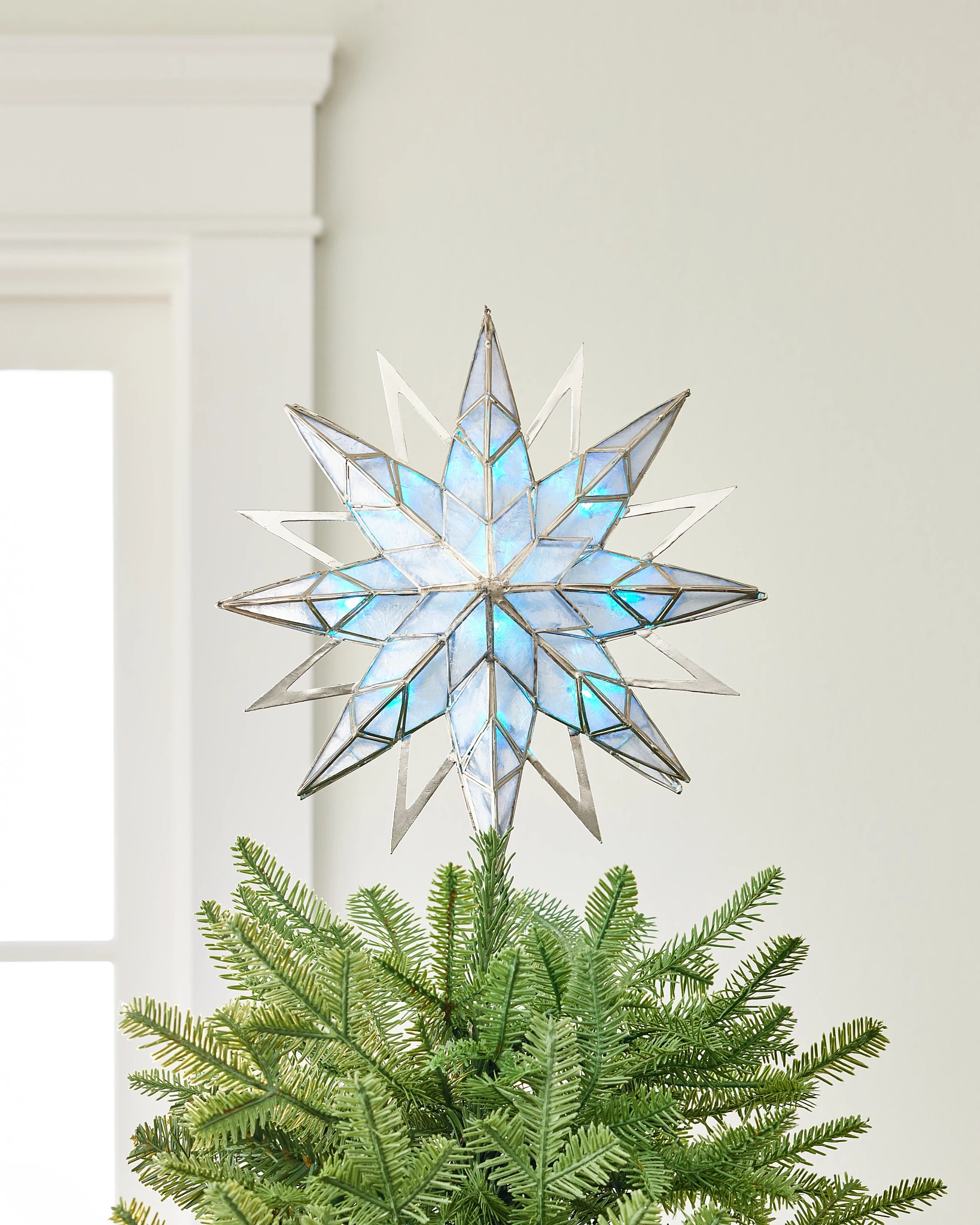 Frosted Blue Double Sided Starburst Christmas Tree Topper | Balsam 
