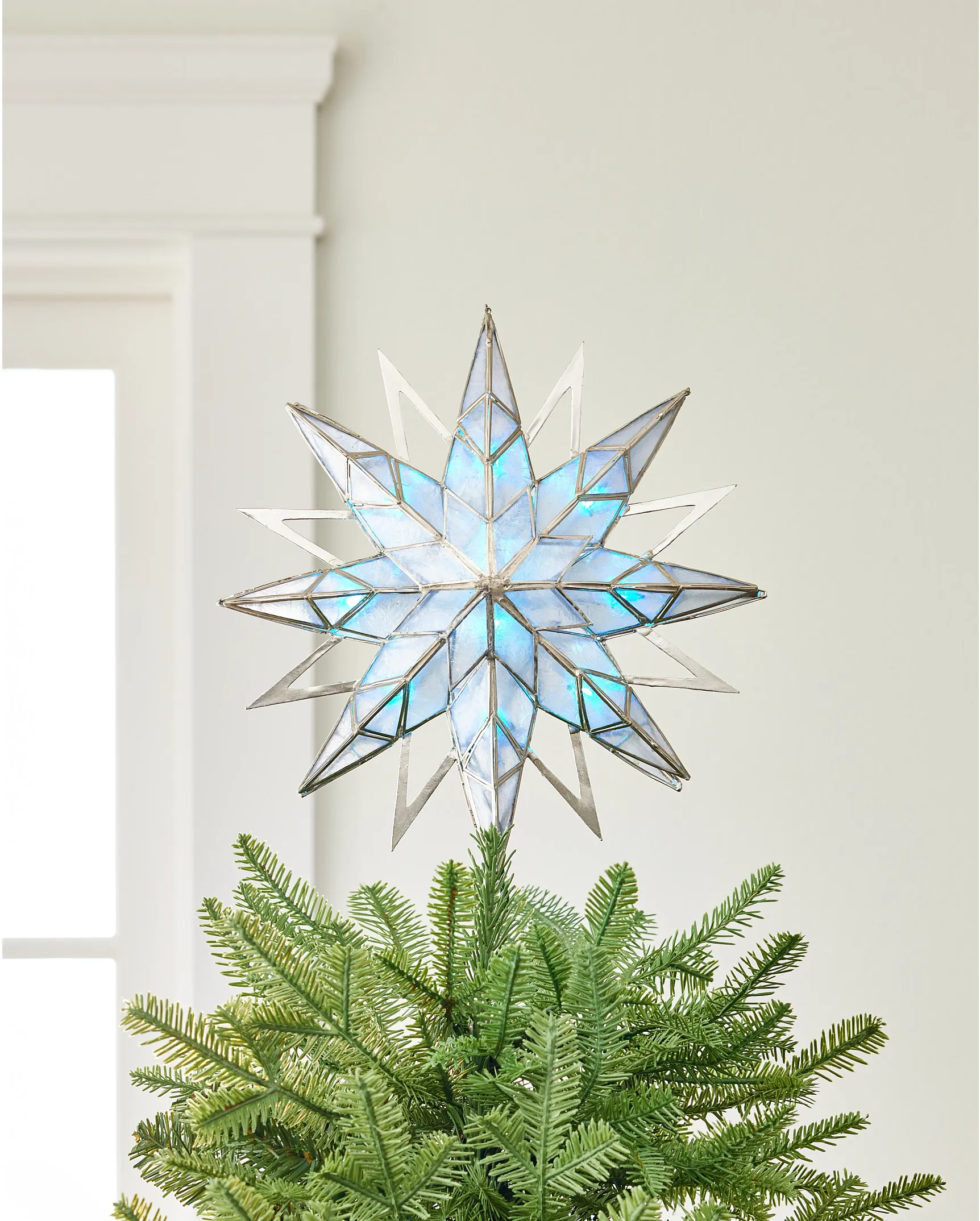 Frosted Blue Double Sided Starburst Christmas Tree Topper | Balsam