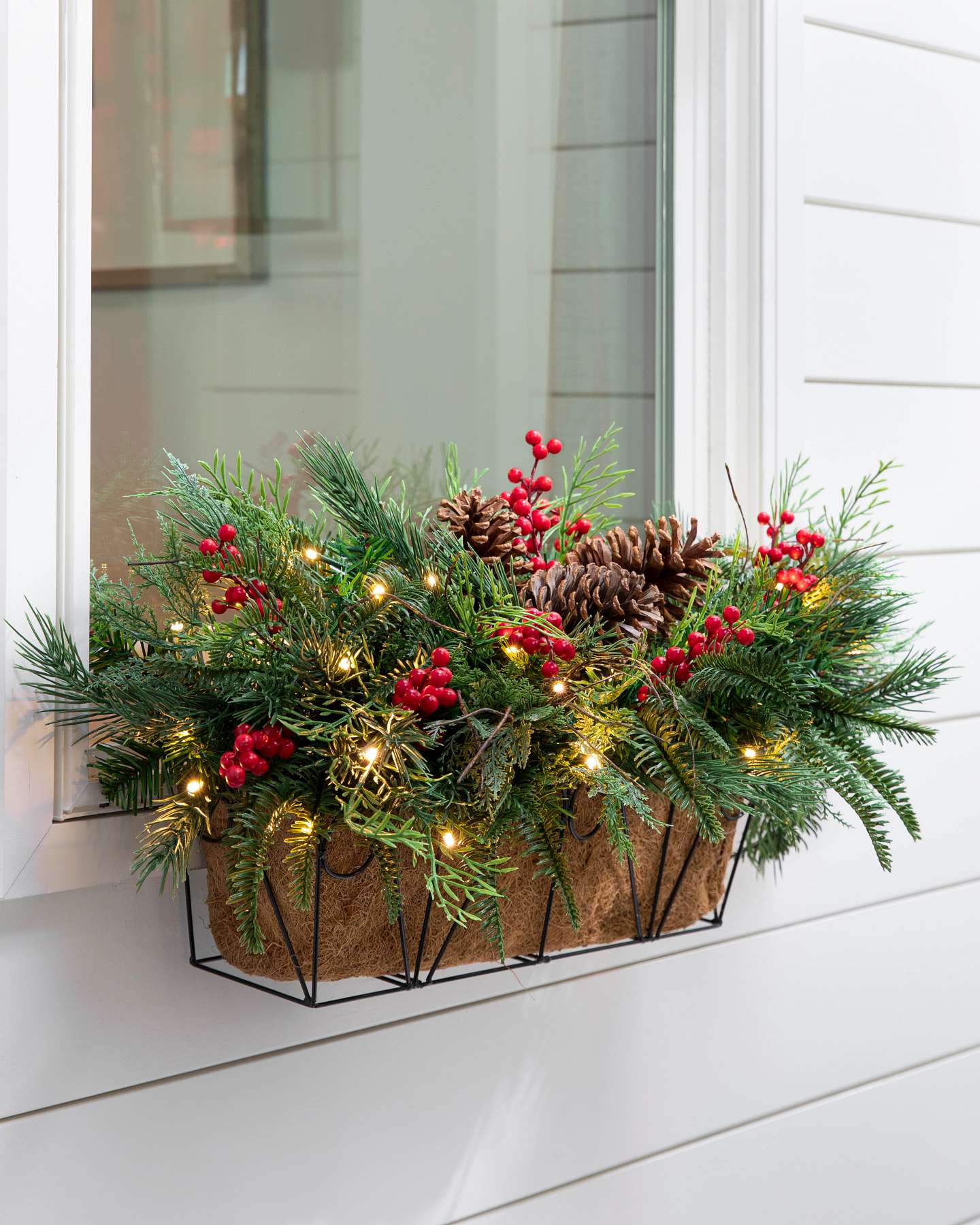 Balsam Hill Outdoor Red Berry Pine Artificial Christmas Window Box 30-Inch Product Showcase