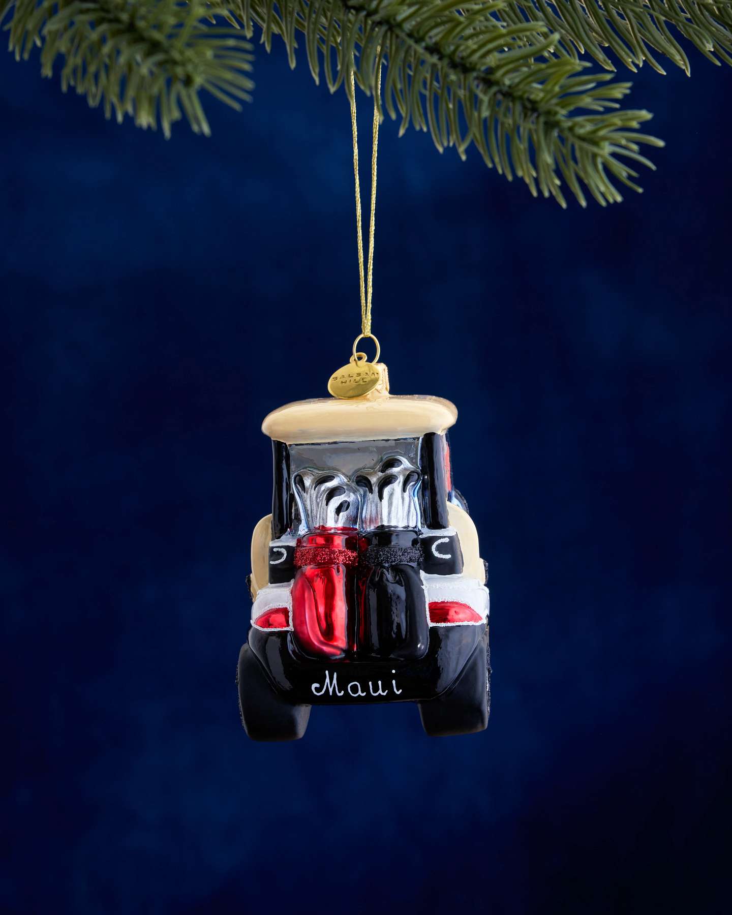 Balsam Hill Studio Maui Beige Golf Cart Ornament