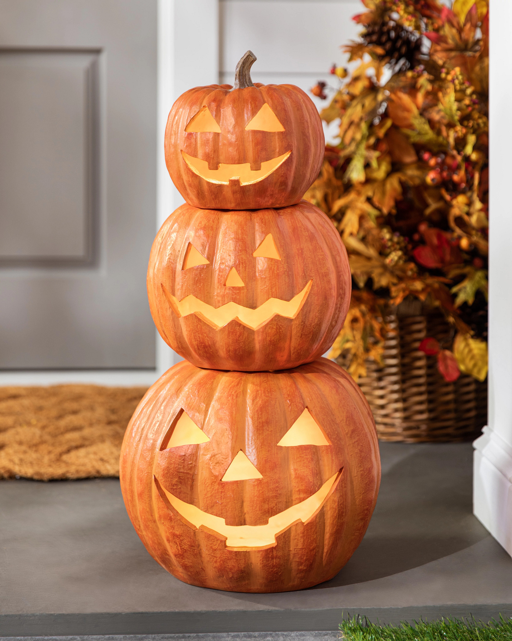 Lit Stackable Jack-o'-Lantern Set | Balsam Hill