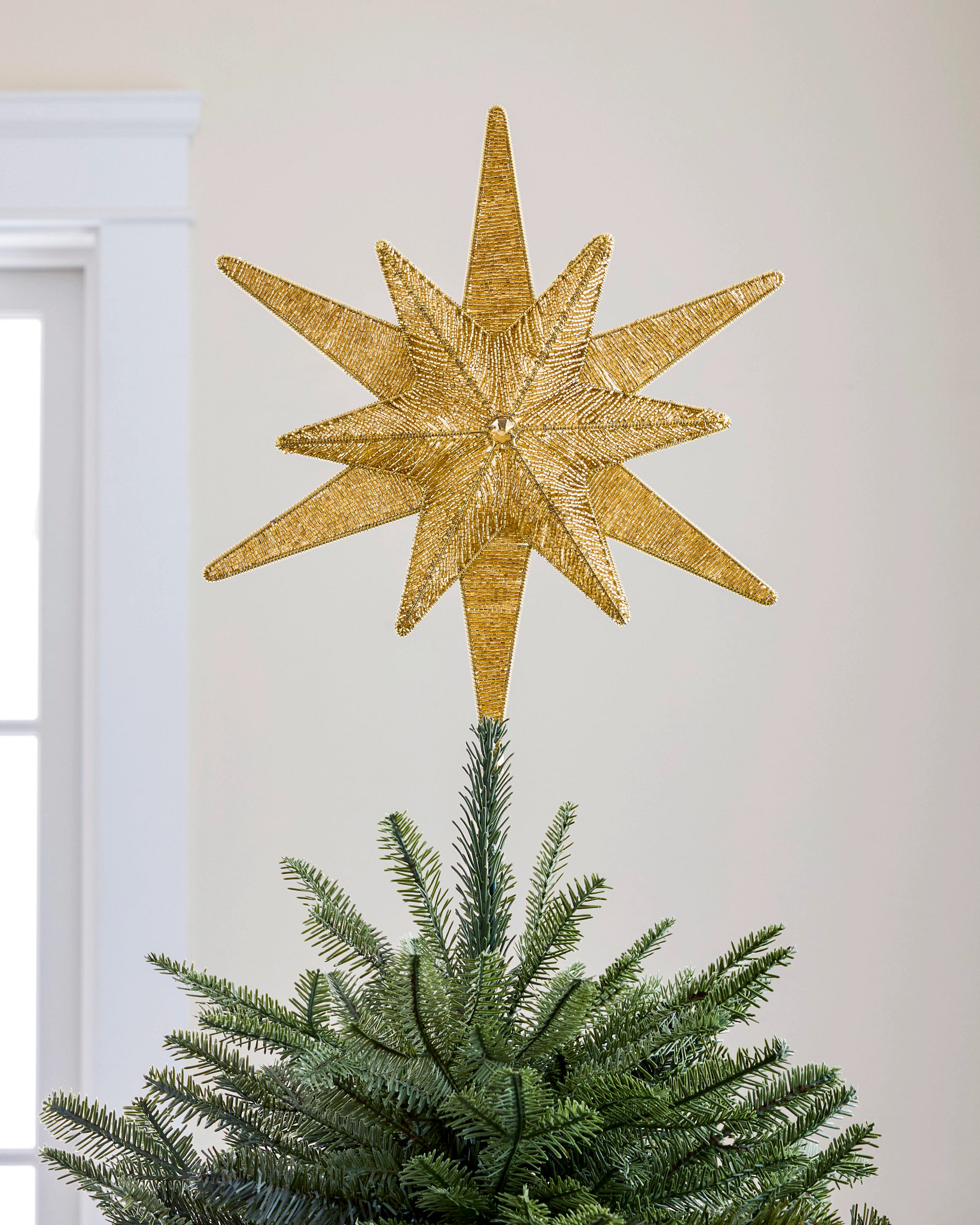 Gold Beaded Starburst Tree Topper