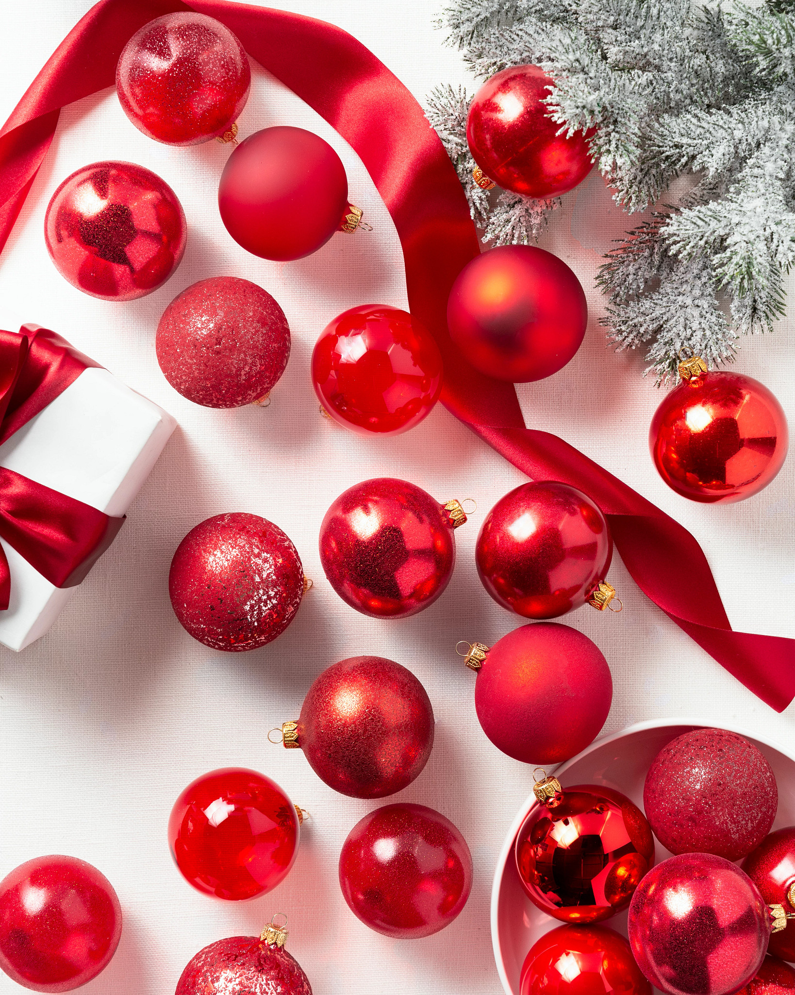 Red Christmas glass baubles