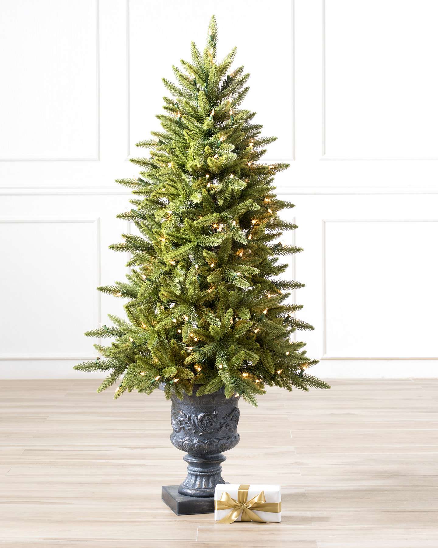 Balsam Hill Highland Estate Potted Artificial Christmas Spruce Tree with Clear Lights