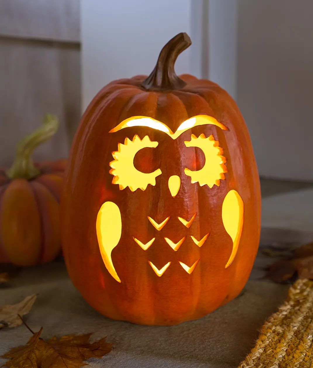 Outdoor Lit Owl-o'-Lantern
