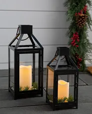 Black metal lanterns with LED candles