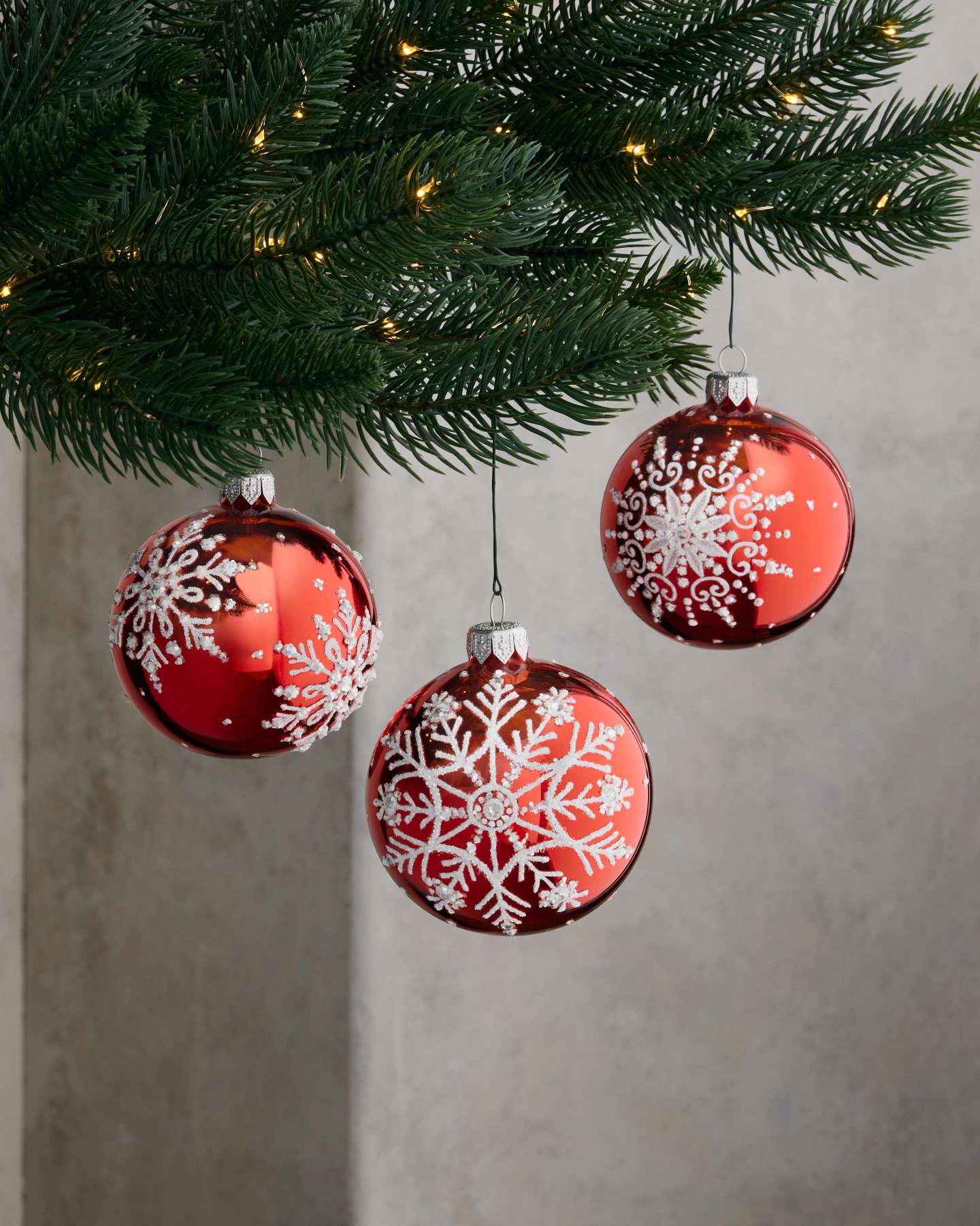 Nordic Frost European Glass Ball Ornaments, Set of 6