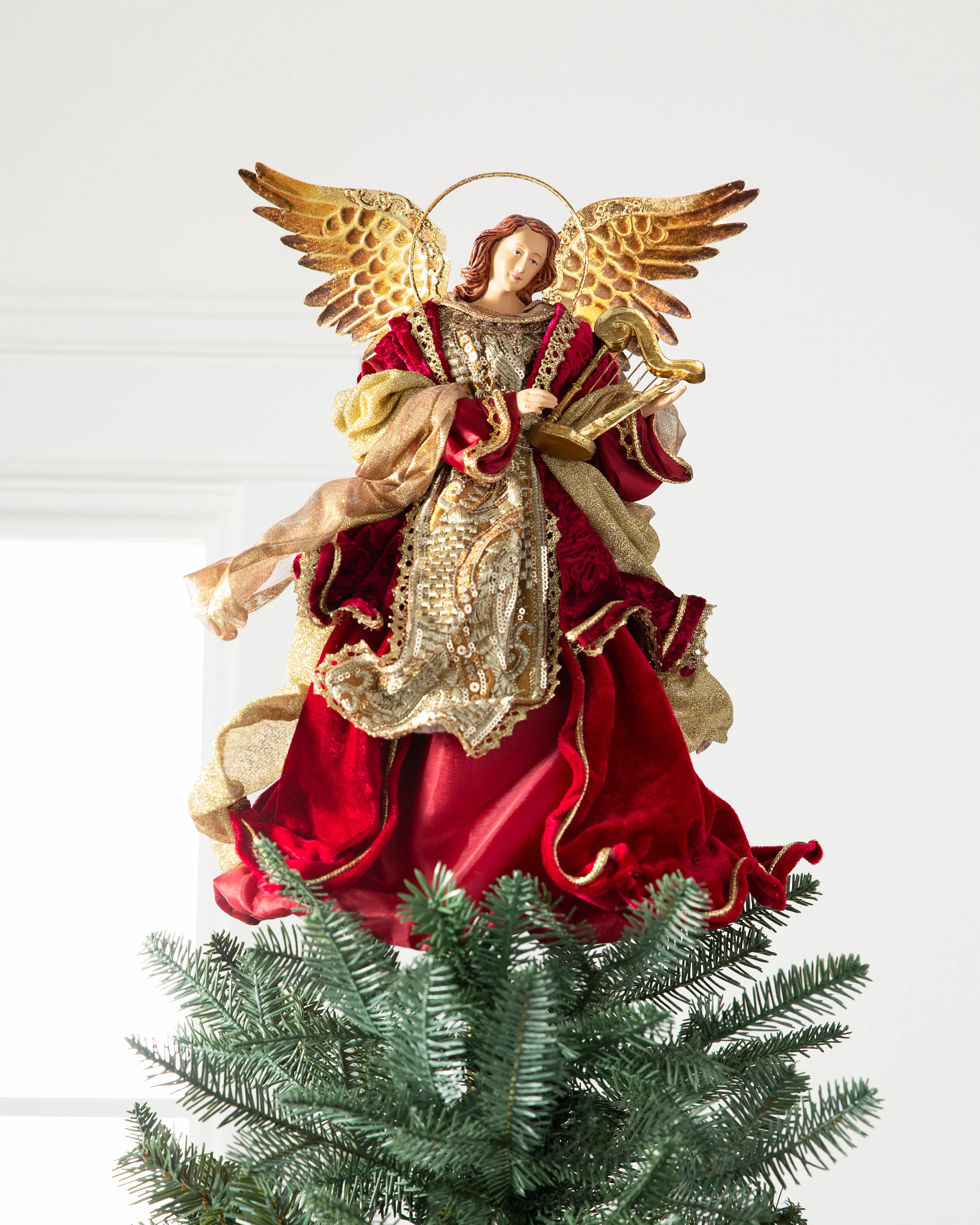 Burgundy & Gold Angel Tree Topper